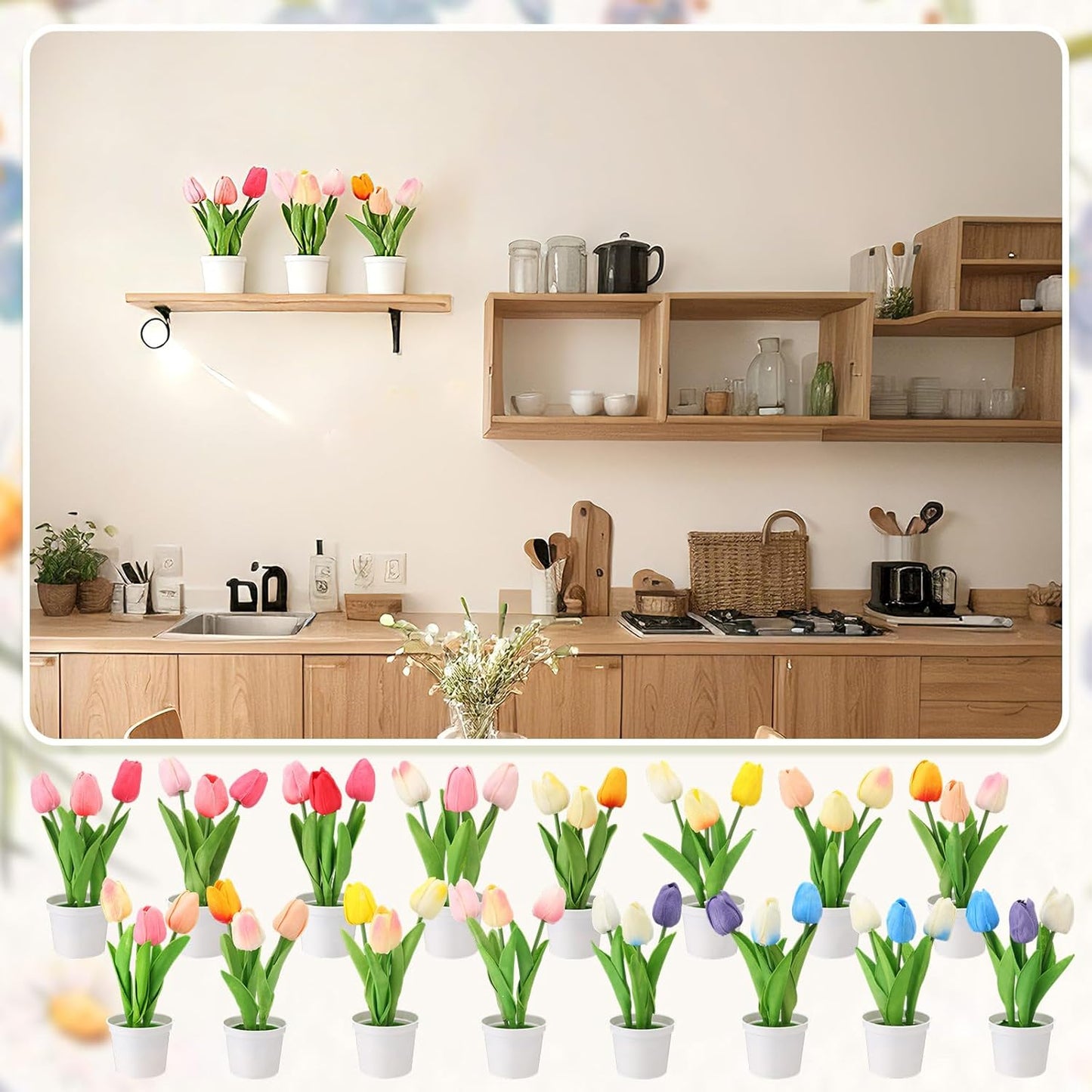 Cindeer 16 Pcs Small Fake Plants Artificial Potted Plants Faux House Plant Mini Pot Plastic Flowers for Indoor Outdoor Home Kitchen Office Desktop Wedding Decor