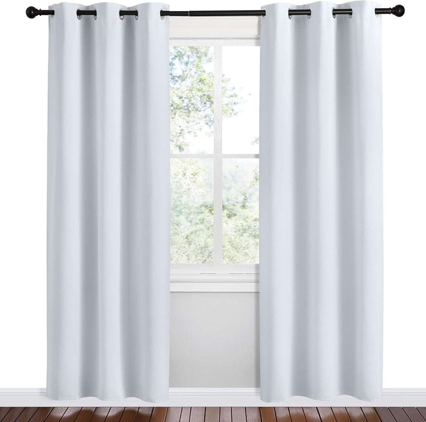 NICETOWN Halloween Pitch Black Solid Thermal Insulated Grommet Blackout Curtains/Drapes for Bedroom Window (2 Panels, 42 inches Wide by 63 inches Long, Black) - Colors A