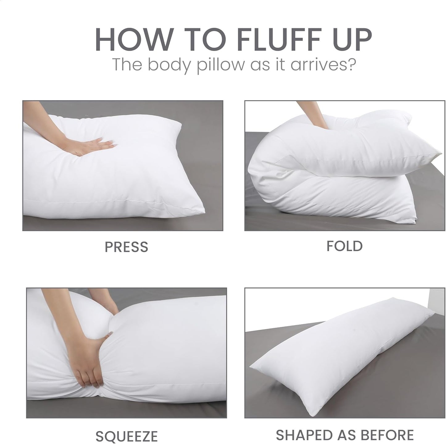 Utopia Bedding Full Body Pillow for Adults (White, 20 x 54 Inch), Long Pillow Insert for Sleeping, Ideal for Side Sleepers