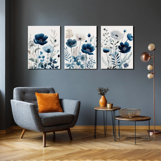 LLEEMPI Sage Green Wall Art Set of 3, Modern Watercolor Botanical Wall Decor, Eucalyptus Leaf Canvas Painting, Classic Minimalist Florals Poster Print for Bedroom Bathroom Office 16x24 Inch Framed Included (Total Size)