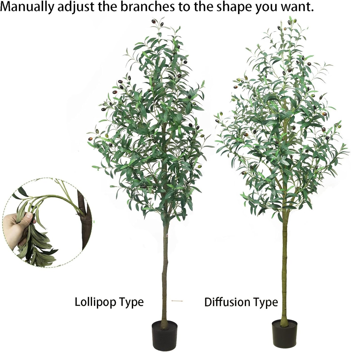 Olive Trees Artificial Indoor 6ft - Artificial Plants Indoor with Silk Leaves & Resin Trunk, Fake Olive Trees for Home Decor, Faux Trees with Black Pot, Large Artificial Trees Indoor Outdoor
