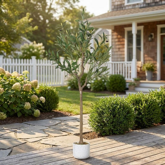 OUTLANE 4 FT Artificial Olive Tree with 14 Realistic Fruits, Faux Potted Plant for Indoor and Outdoor, Tall Fake Tree for Living Room, Office, Porch, Patio & Modern Farmhouse Decor