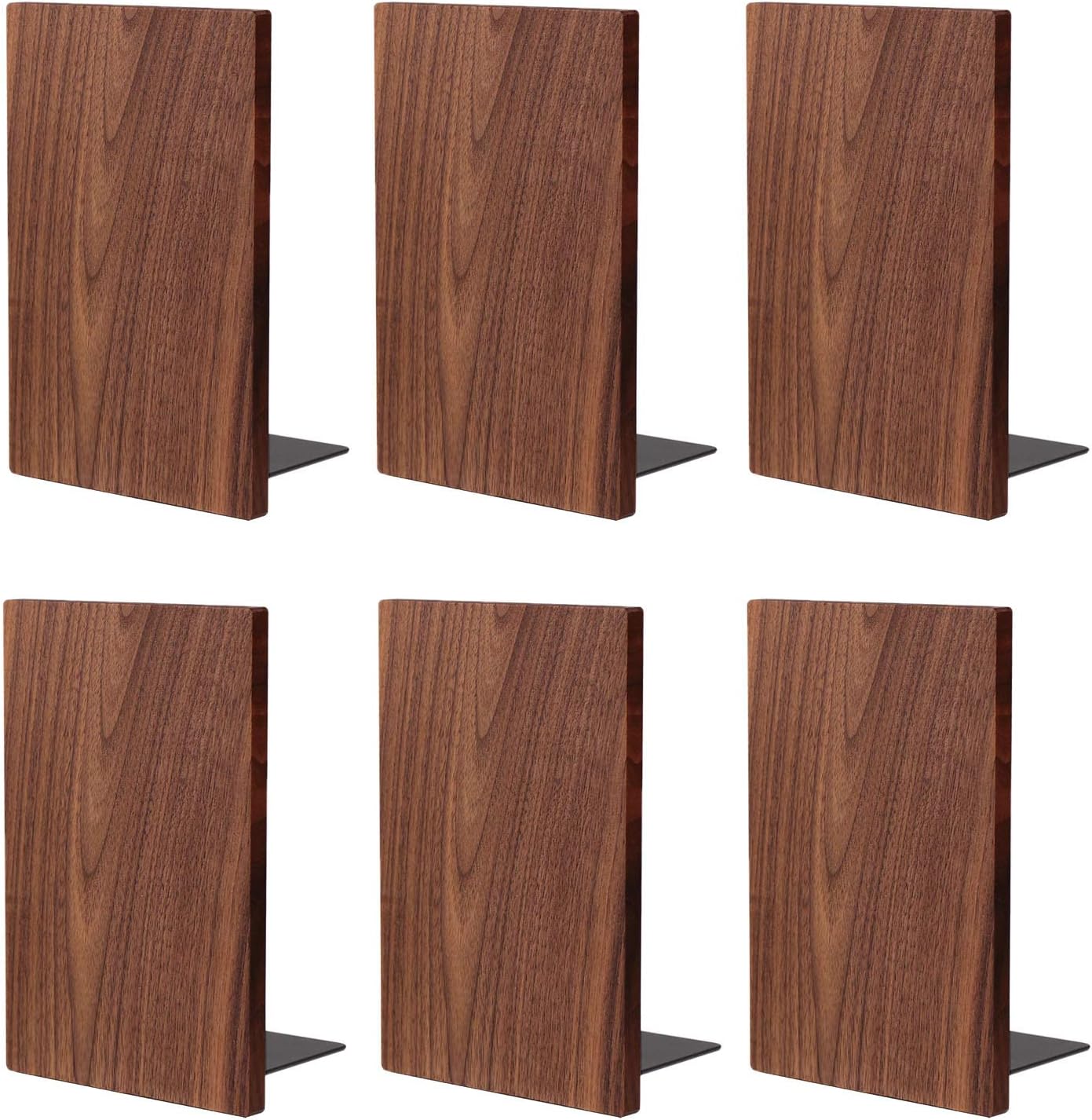 Muso Wood Handmade Walnut Book Ends, Non-Skid Bookends for Shelves, Large Sturdy Book Ends for Heavy Books, Decorative Book Shelf (1 Pair)
