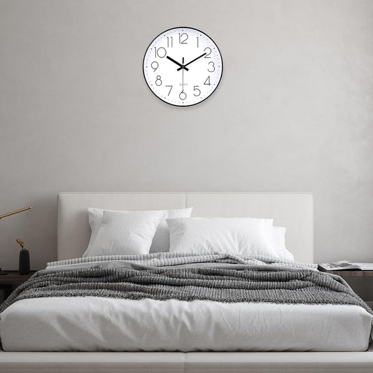 jomparis Wall Clock 12 Inch Non-Ticking Silent Battery Operated Round Wall Clock Modern Elegant Simple Style Clock for Home Office Kitchen Bedroom Living Room
