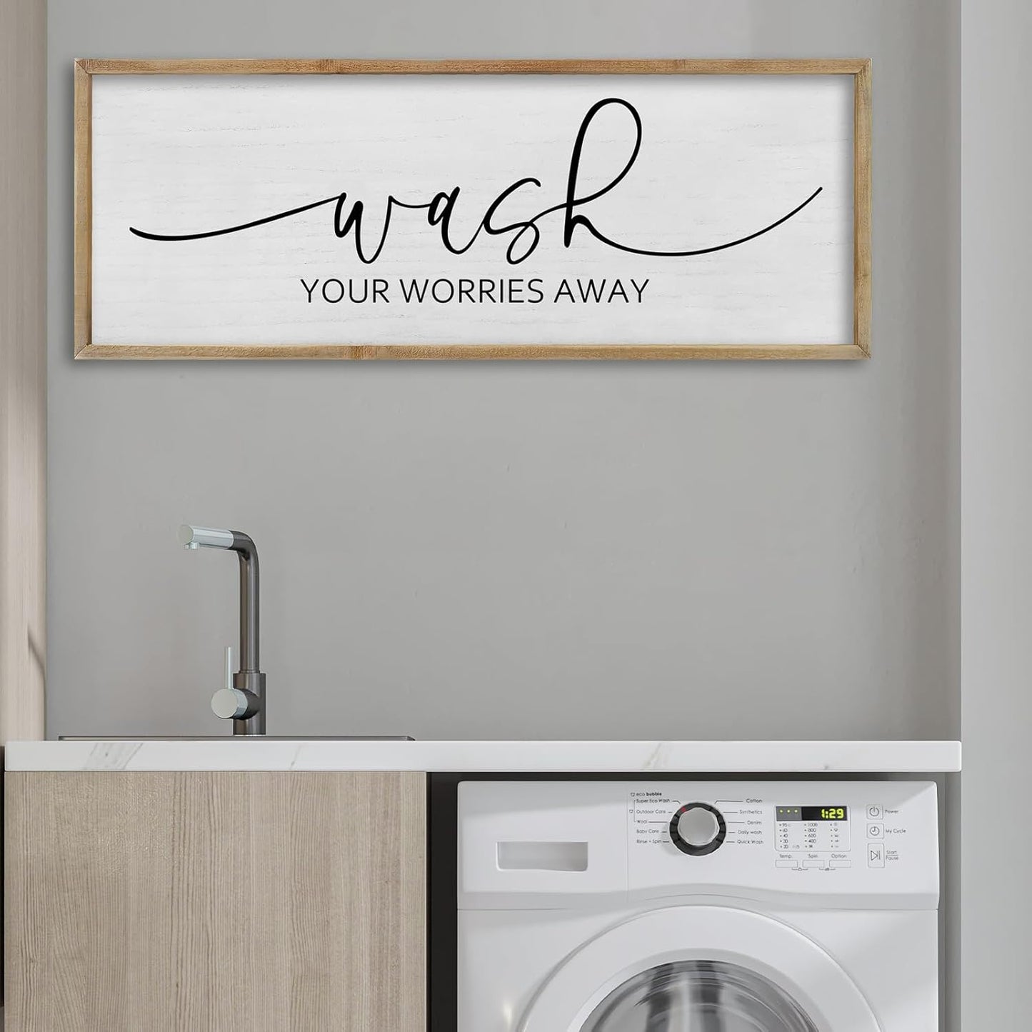 FZMHASLWW Gather Sign Wall Decor 32"×12" Large Wooden Framed for Dining Room Simple Home Kitchen Hanging Art (Wood)