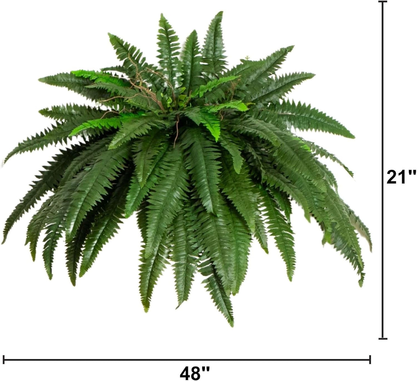 Nearly Natural 48in Artificial Boston Fern (Set of 2), Large Faux Greenery with 67 Lifelike Fronds for Indoor Wall, Shelf, and Home Office Decor