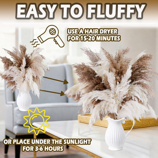 50 PCS Tall Pampas Grass for Floor Vase – 17" Natural Fluffy Dried Pampas Grass Stems, Large 20 White & 30 Brown Pоmpas Grass, Boho Pampas for Wedding, Home Decor, Halloween, Christmas
