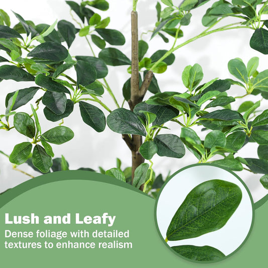 Caxchiling Faux Eucalyptus Tree 6FT, Artificial Potted Tree for Indoor Outdoor, Fake Floor Plants with Natural Wood Trunk, Home Office Living Room Bedroom Decor