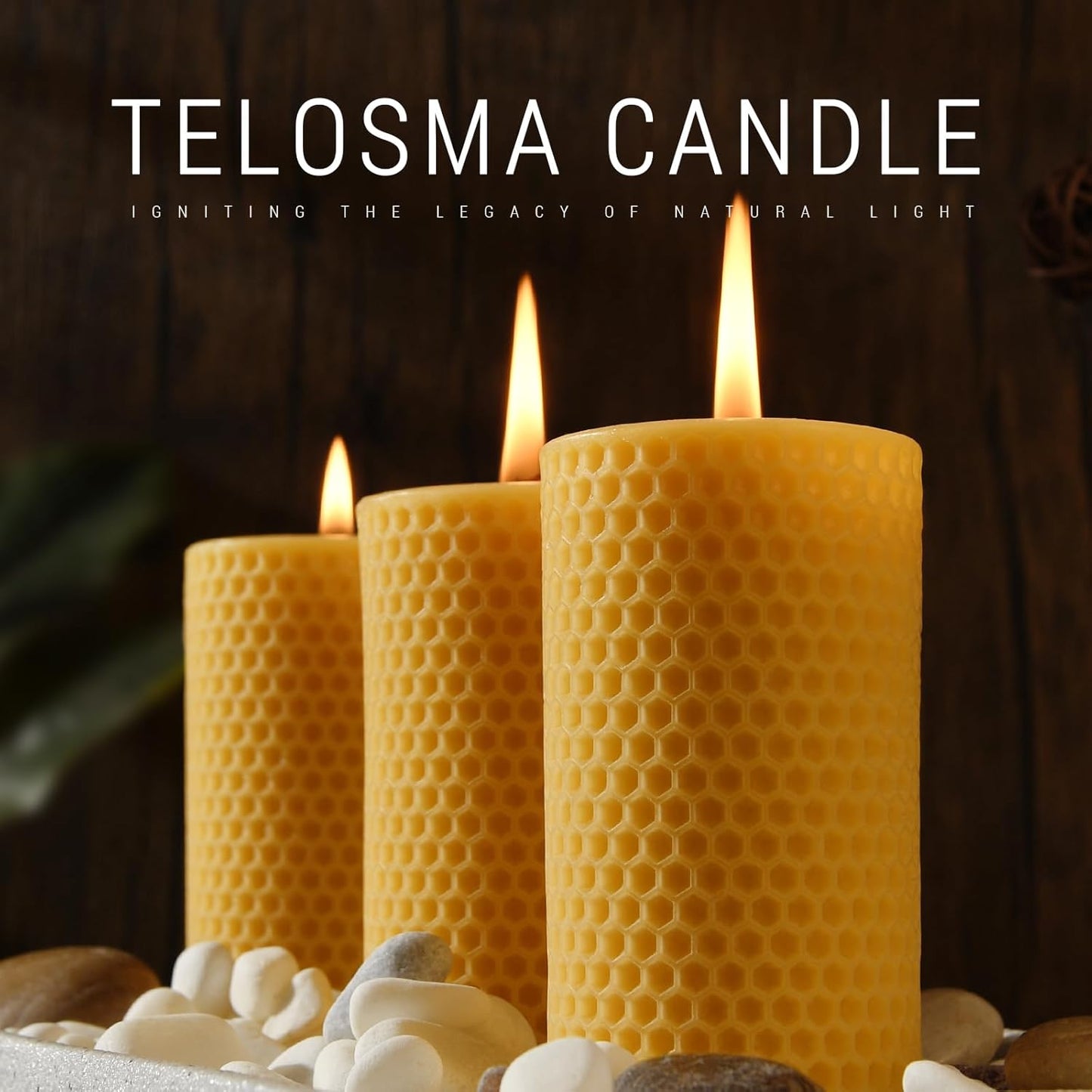 Pure Natural Beeswax Pillar Candles Bulk - Pack of 6 - Honeycomb Surface, No Scent- for Emergency/Prayer/Relax (2inch Diameter, 4 inch Tall - Off White)