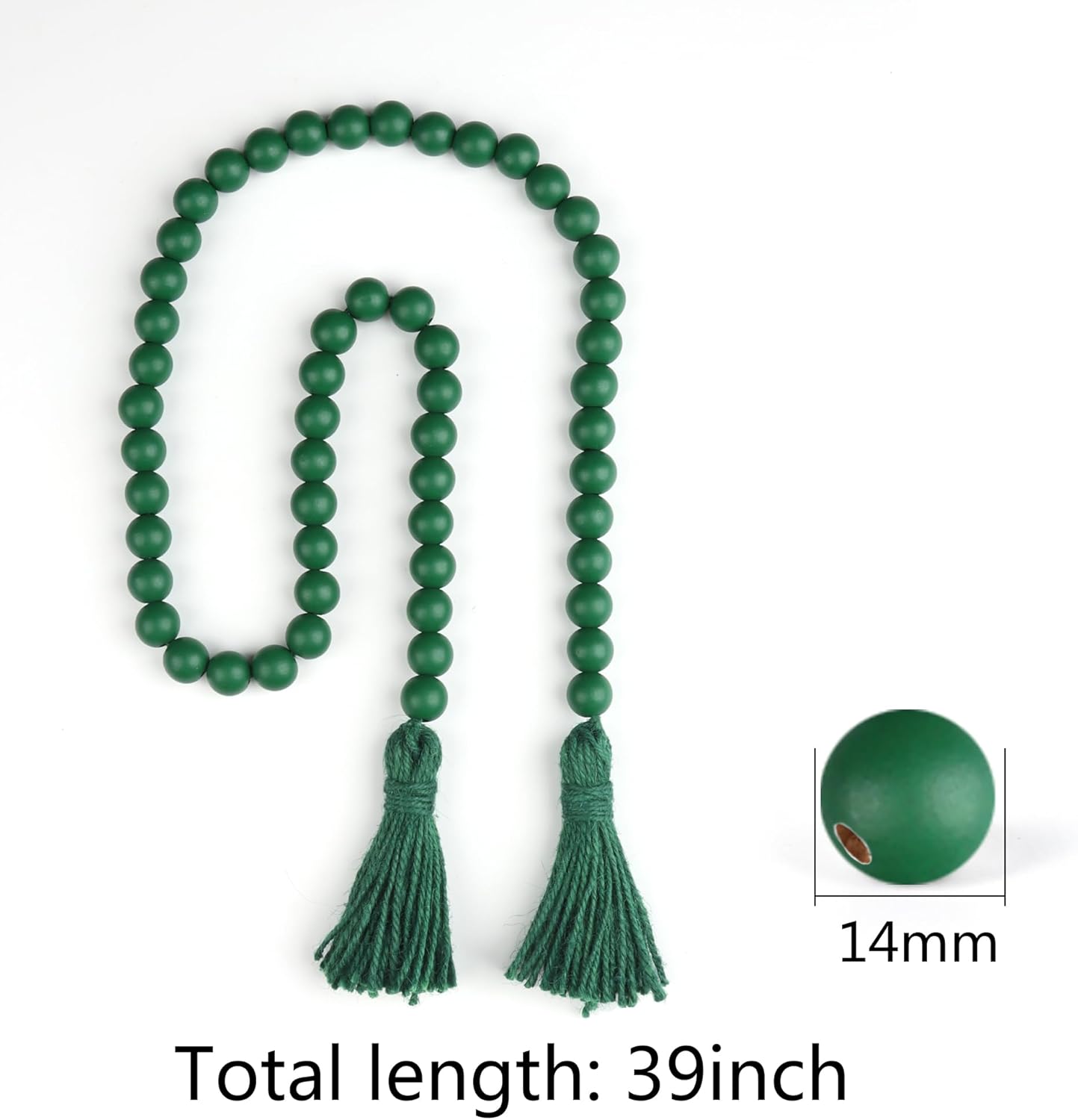 RAMIRABI Wood Beads Garland with Tassels Farmhouse Rustic Prayer Boho Beads for Boho Home Decor, Wall Hanging Decoration (Black)