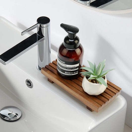 Acacia Wood Riser for Bathroom Sink Tray Kitchen Counter Decor Trays Pedestal Stand Sponge Soap Dish Holder Decorative Wooden Risers for Kitchen Sink Soap Tray Vanity Bathroom Countertop Accessories