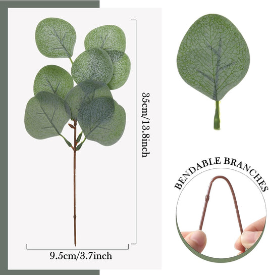 Taiyin 120 Pieces Artificial Eucalyptus Leaves for Wedding Eucalyptus Leaves Stems Decor Greenery Faux Green Stems for Wedding Centerpiece Floral Home Decor, 11 Inches