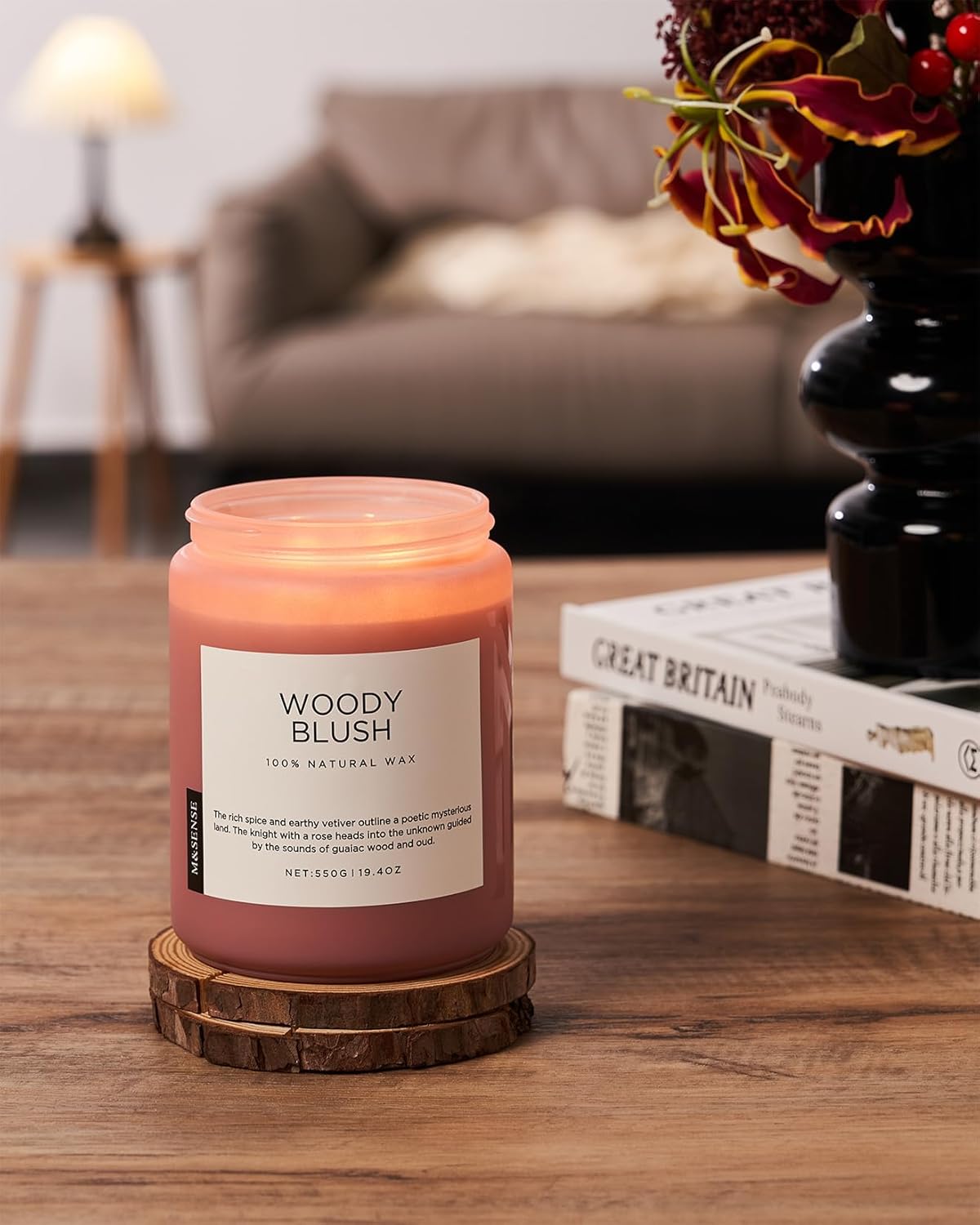 M&SENSE Eucalyptus & Mint Scented Jar Candle, Large 19.4oz Natural Soy Wax, 110-Hour Long Lasting Non-Toxic Clean Burning, Fresh Smelling Home Aromatherapy for Spa Stress Relief, Gifts for Men Women
