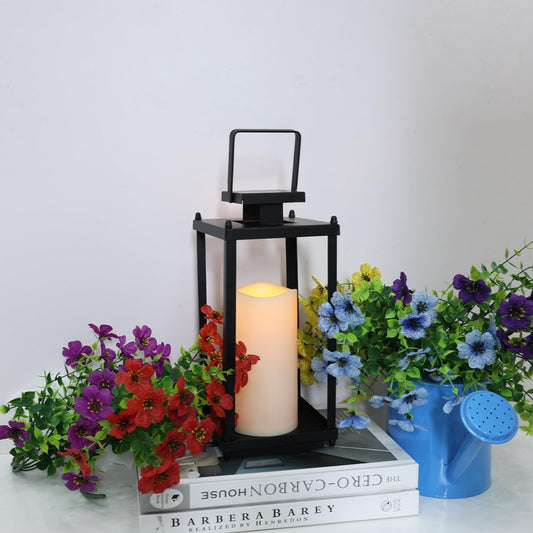NEEDOMO Lanterns Decorative Outdoor&Indoor, Set of 2 Large Bronze Metal Lantern Decor with Glass, Candle Holder for Porch, Patio, Garden, Balcony, Wedding, Table Centerpiece Decorations