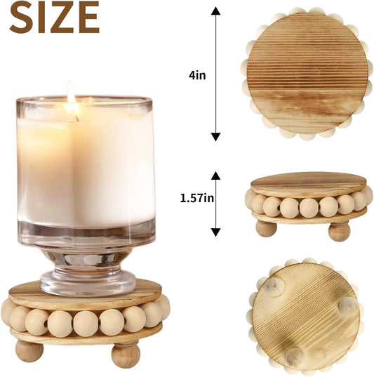 2 Pack Wood Riser, Risers for Decor,Pedestal Stand,Display Stand apply to Home Decor,Farmhouse Decor,Tiered Tray Decor(Brown, 4 Inches)…
