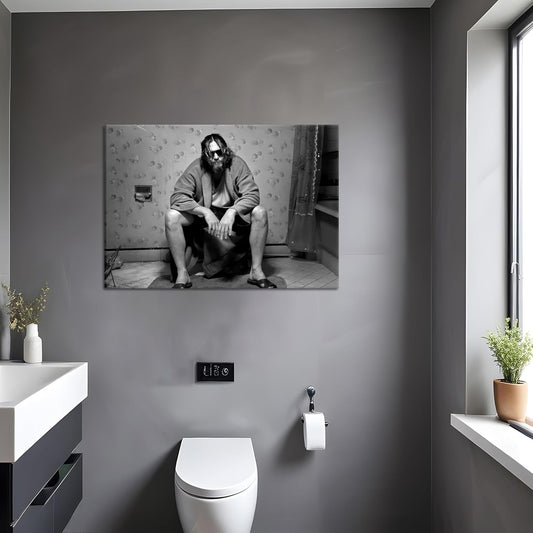 Framed Funny Bathroom Canvas Wall Art Set of 2 - Black and White Vintage Comedy Movies Posters, Funny Toilet Humour Smell Wall Decor Prints for Bathroom Decor 12x16in