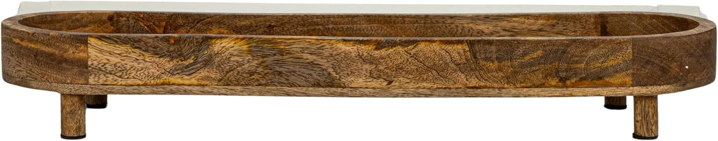 Creative Co-Op Mango Wood Footed Tray for Storage and Serving, Natural