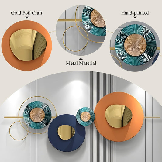 Lucky Monet Large Wall Decor for Living Room, Modern Metal Wall Art, 3D Textured Geometric Wall Sculpture 59"x24" Wall Hanging Decoration for Dinning Room Bedroom Entryway