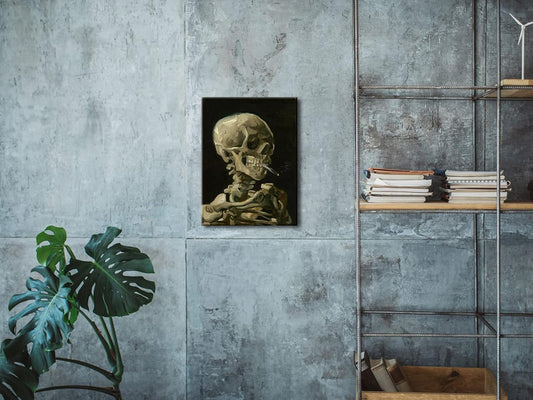 Wieco Art Skull of a Skeleton with Burning Cigarette, 1886 by Vincent Van Gogh Canvas Wall Art for Home Decor and Wall Decor Post-impressionism Canvas Prints Pictures Artwork