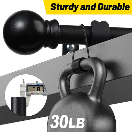 2 Pack Black Curtain Rods for Windows 28 to 48 inch, 5/8 inch Small Cafe Window Curtain Rods, Short Drapery Rod for Bedroom Kitchen (Size:30-50 Inch, Matte Black)