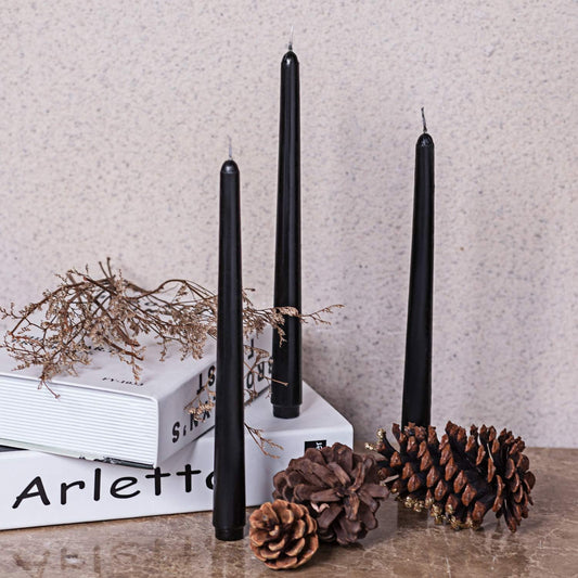 NIKY 10 inch Taper Candles for Christmas, Set of 12 Unscented Dripless Candlesticks - 8 Hours Long Burning for Home Decor, Wedding, Parties and Special Occasions (Ivory)