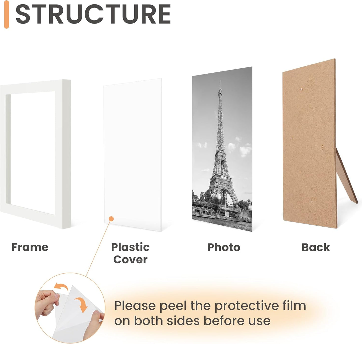 upsimples 10 Pack Picture Frames Collage Wall Decor for Mounting or Tabletop Display, Photo Gallery Frame Set for Family, Multi Sizes Including 8x10, 5x7, 4x6, Black