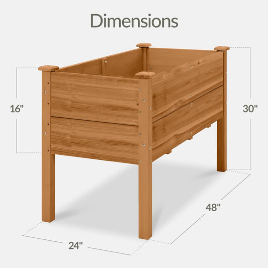 Best Choice Products 72x24x30in Raised Garden Bed, Elevated Wood Planter Box Stand for Backyard, Patio, Balcony w/Divider Panel, 6 Legs, 300lb Capacity - Natural