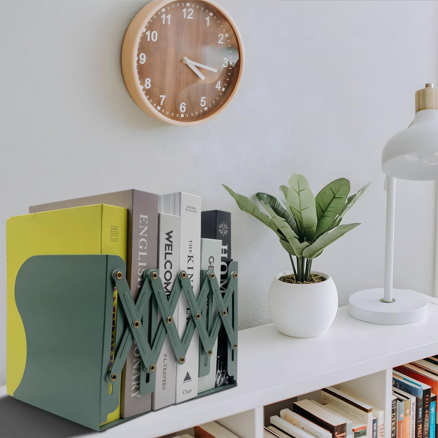 Adjustable Bookends Non Skid Decorative Bookends,Metal Bookend for Heavy Books,Bookshelf Organizer Holder for Books and Magazines for Desk(Black)