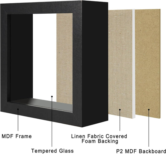 12x16 Large Shadow Box Picture Frame Display Case with Soft Linen Back, White Wooden Memory Shadow Box Frame with Tempered Glass Cover for Wall Display