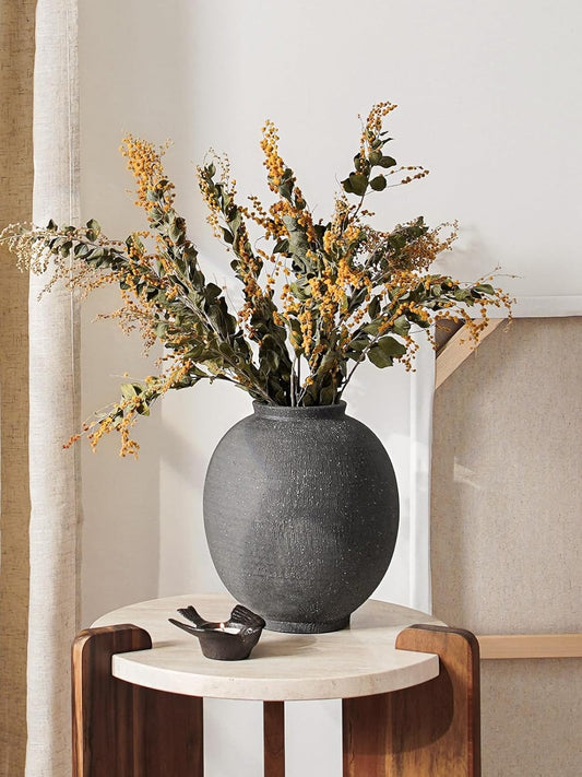 Large White Ceramic Vase - 9.8 Inch Rustic Farmhouse Flower Vase for Home Decor, Minimalist Tall Vases for Living Room, Table, Bathroom, Holiday & Weddings (Sandstone White)