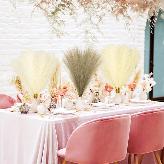 Agusbagli 30pcs Blue Faux Pampas Grass Decor, 21.6in Fluffy Artificial Colored Pampas Grass Short Light Blue Fake Pampas Vase Filler Flower Arrangement for Home Wedding Centerpieces Boho Decorations