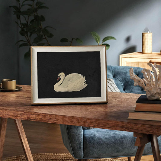 VIYYIEA Framed Wall Art for Living Room, Swan Art Canvas Prints, Vintage Home Decor, Animals Painting Picture, Bathroom Wall Decor Gifts for Friends or Family - 12L x 10W - Colors B