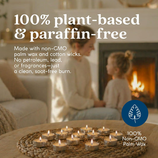 GoodLight Unscented Vegan and Paraffin-Free Tea Light Candles (24 Candles)