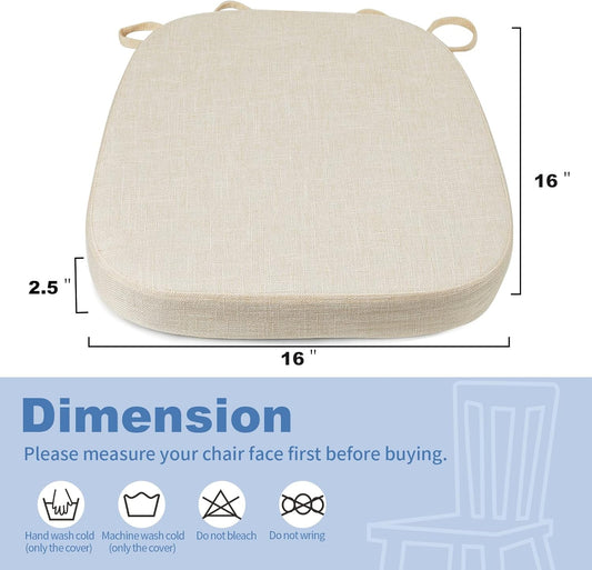 BUYUE Thickened 2.5" Friendly Woven Fabric Dining Chair Cushion, U-Shape High Density Foam Comfortable Chair Pad for Kitchen, Slip Resistant Indoor Seat Cushion (1 Piece, Dark Gray)