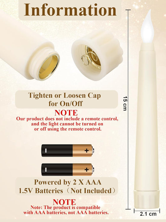 Treela 24 Pcs Flameless Taper Candles Battery Operated Bulk Fake Candles Light LED Candle Sticks Flickering Tapered for Easter Wedding Anniversary Decoration(Basic,11 Inch,Ivory)