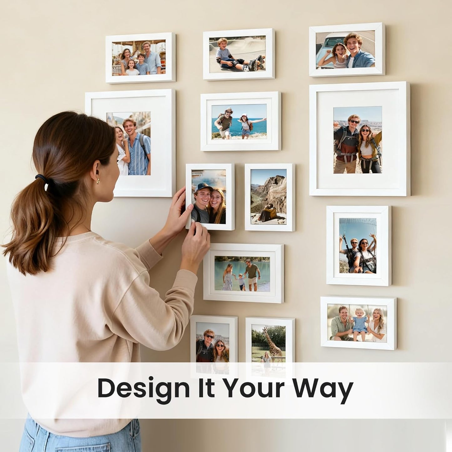 upsimples 19 Pack Picture Frames Collage Wall Decor for Mounting or Tabletop Display, Photo Gallery Frame Set for Family, Multi Sizes Including 8x10, 5x7, 4x6, Brown