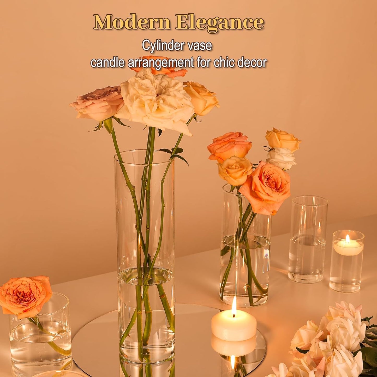 TBWIND 12pcs Glass Cylinder Vases for Centerpieces, 6 Inch Clear Flower Vases for Wedding Decorations and Indoor Home Decor, Hurricane Candle Holder for Table Shelf, Party