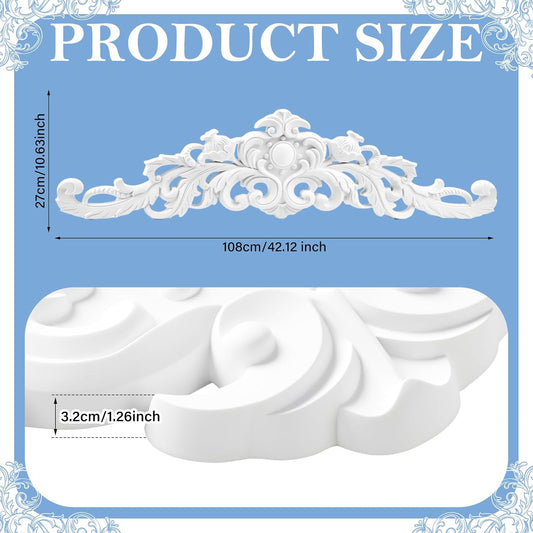 Sintuff 11" H x 43" W x 1" P Door Frame Molding Pediment over Door Large PU Window Frame Decor French Country Decoration for Home Living Room Entryway Wall Art(Elegant Style)