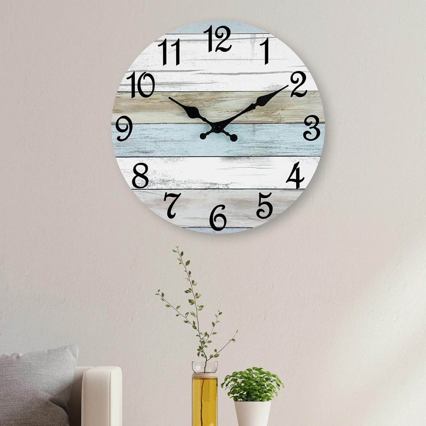 CHYLIN Wall Clock, Silent Non Ticking Battery Operated, Rustic Coastal Country Clock Decorative for Bathroom Kitchen Bedroom 8