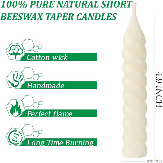 5 Inch Spirat Tapared Candles 10 Pack,0.78" Diameter Ivory Naturel Bee Candles Candlestick,7 Hours Long Lasting Smokeless and Unscented for Home Decoration