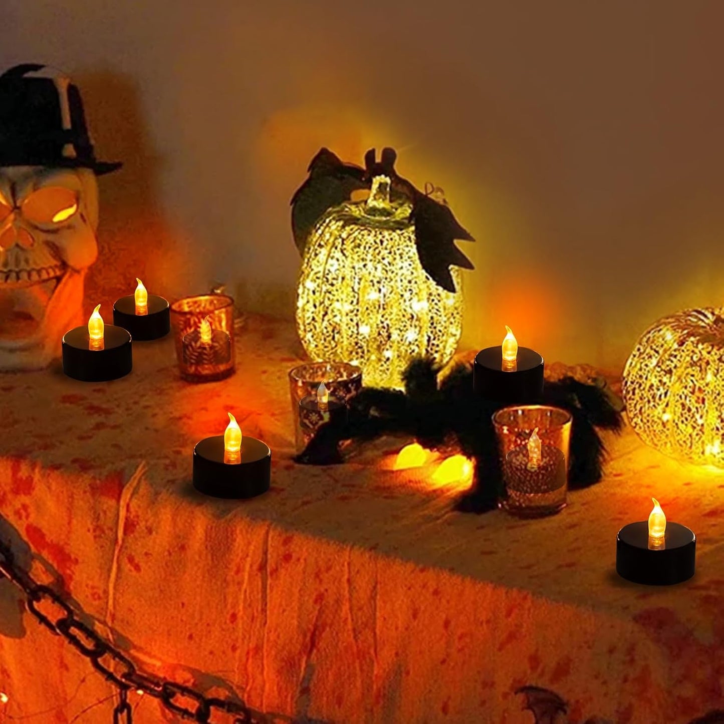 LED Tea Lights - 12 Pack Flameless Battery Operated Candles, 200+ Hours Flickering Warm White, Realistic Fake Tealights for Weddings, Home Decor, Parties, and Sweetest Day