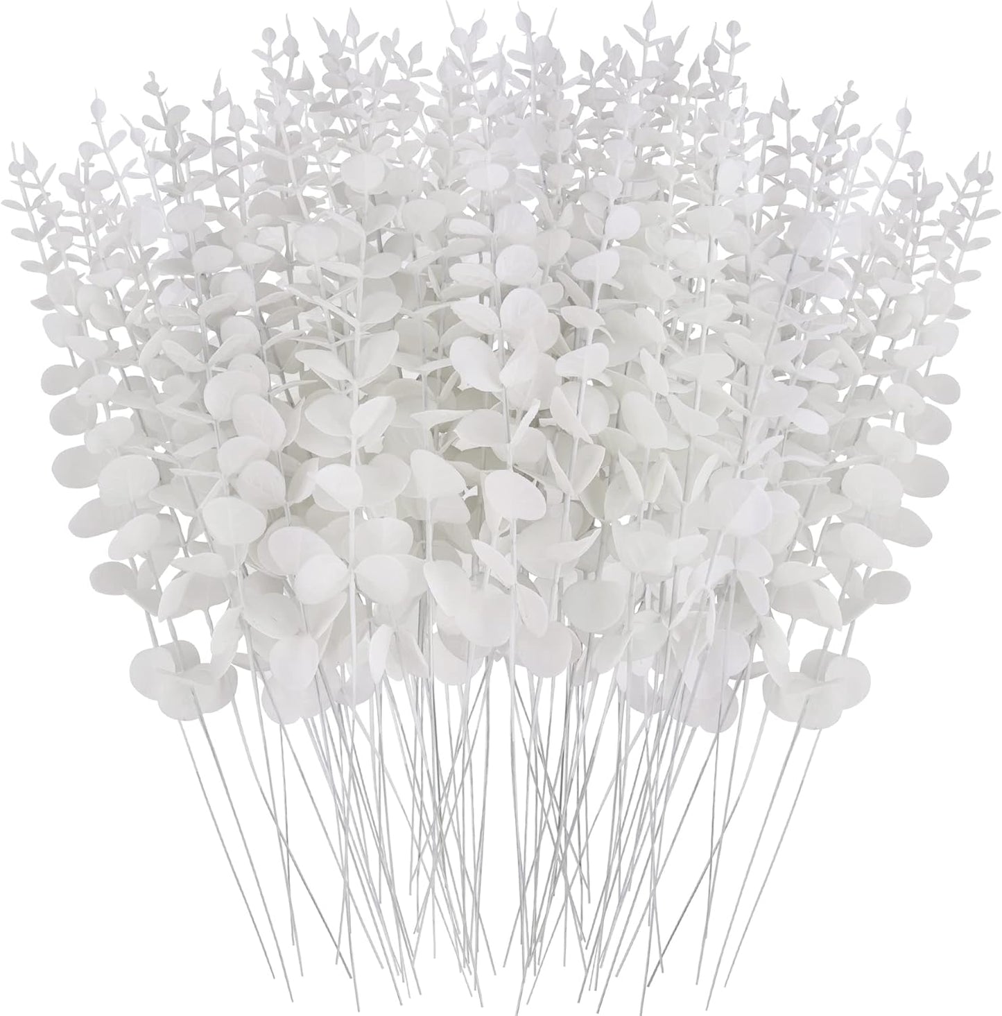 FEQO 36 Pcs Artificial Eucalyptus Stems Dark Brown Leaves Faux Eucalyptus Stems Branches 15 inch for Wedding Bouquet Home Deco