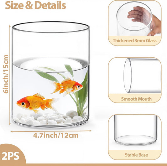 TBWIND 12pcs Glass Cylinder Vases for Centerpieces, 6 Inch Clear Flower Vases for Wedding Decorations and Indoor Home Decor, Hurricane Candle Holder for Table Shelf, Party