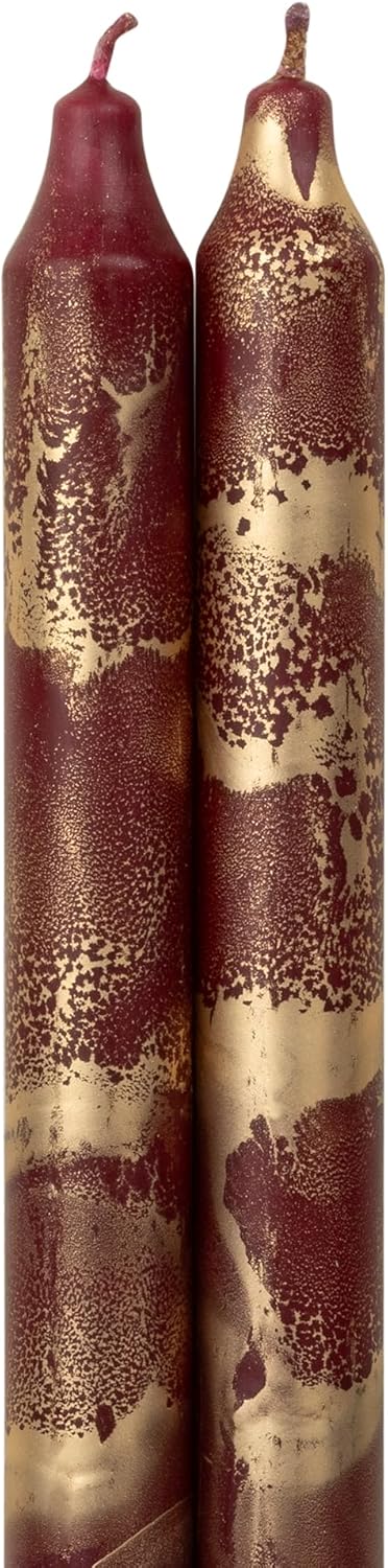 Premium Decorative Tapers - 12" 2PK - Terra Cotta w/Gold - 73301