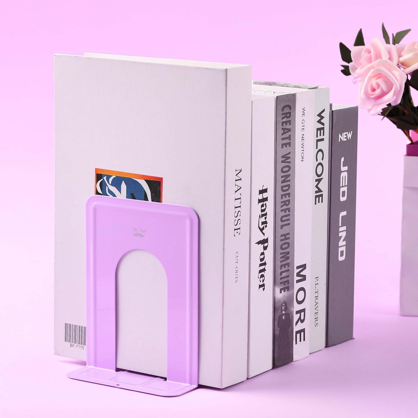 Mr. Pen- Book Ends, Black, 4 Pack, Heavy Duty Metal Bookends for Shelves, Book Holders for Shelves, Metal Bookends