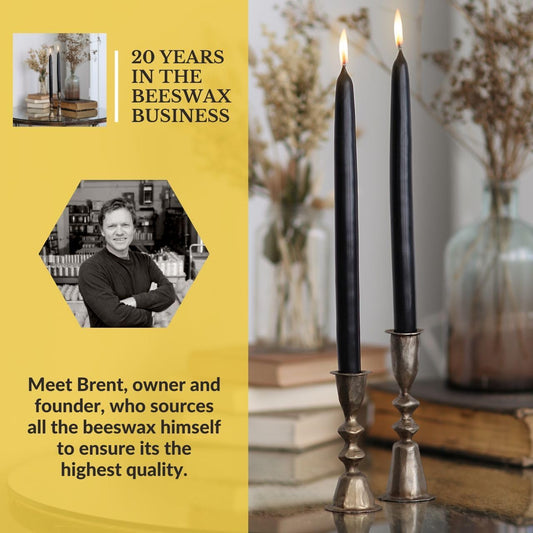 Big Dipper Wax Works Red Hand-Dipped Beeswax Taper Candles – 12” x 7/8”, 2-Pack, 100% Pure Beeswax, Long Burning, Clean, Cotton Wick, Handmade in USA, Home Décor & Wedding Candles