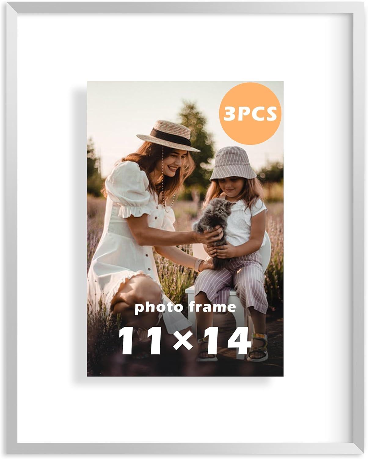 FrameWorks 8”x10” Deluxe Black Aluminum Contemporary Style Floating Picture Frame with Tempered Glass