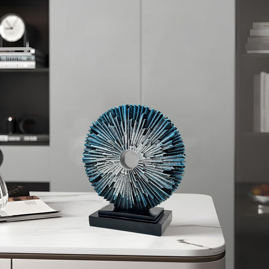 Abstract Statue for Home Decor,Office Desk Sculpture for Men,Creative Round Line Ornament for Bookshelf,Modern Decorative Sculpture,Bedroom,Livngroom,Table(Black)