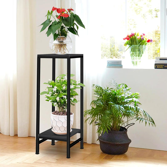 Plant Stand Indoor, Tall Plant stands for Indoor Outdoor Plants, 2 Tier Heavy Duty Plant Shelf 31" Metal Pedestal Stand Modern Corner Flower Stand for Patio, Living Room, Balcony