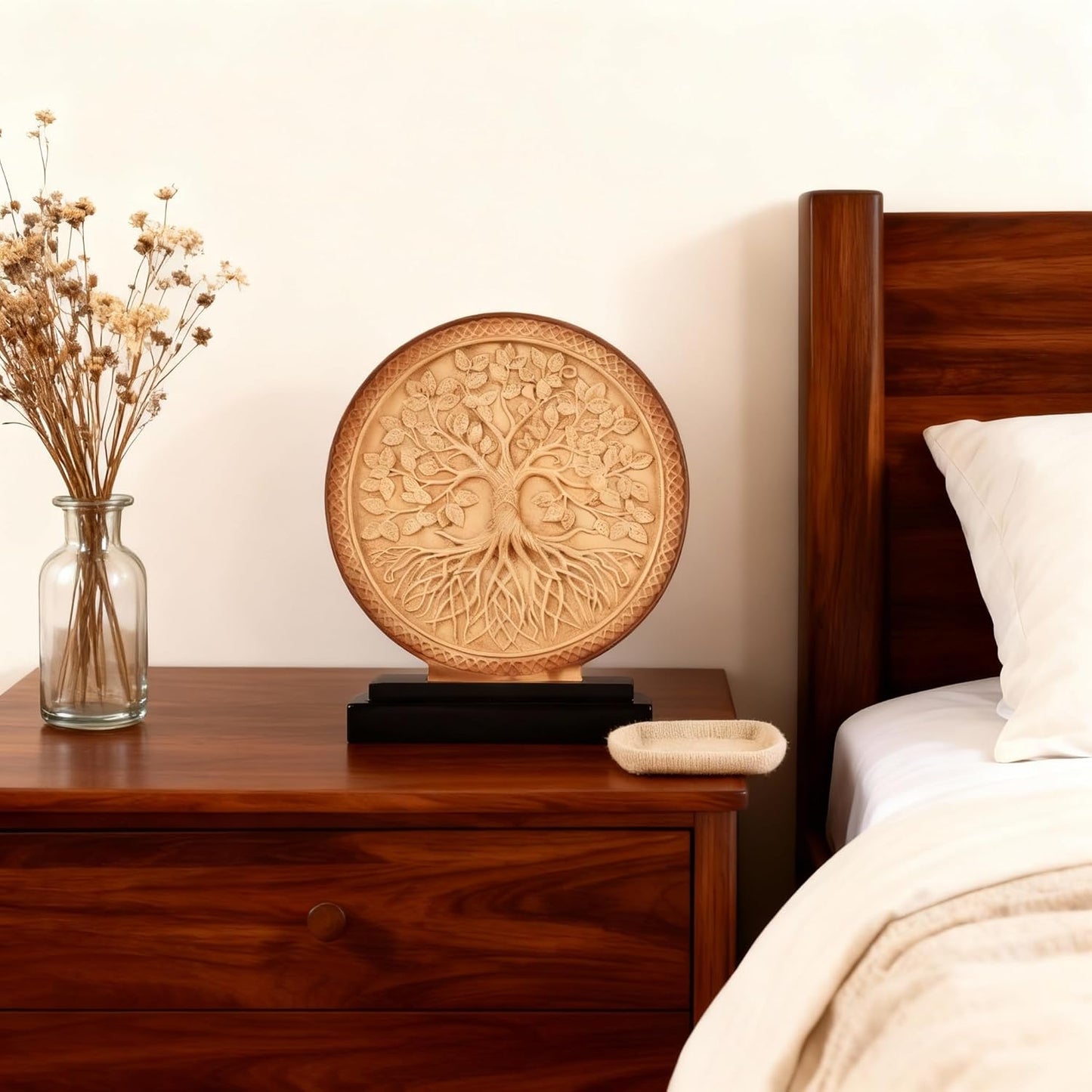 DOVDOV Abstract Circular Tree of Life Decorative Sculpture, Black and Gold Home Decor, Modern Art Home Accent Suitable for Office Shelves, Coffee Tables, and Above Cabinet Decorative Statue.